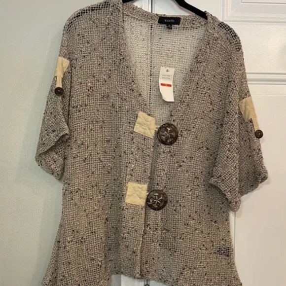 Kaktus Woven Black and Cream Jacket Cardigan  NWT coastal boho - Picture 7 of 16